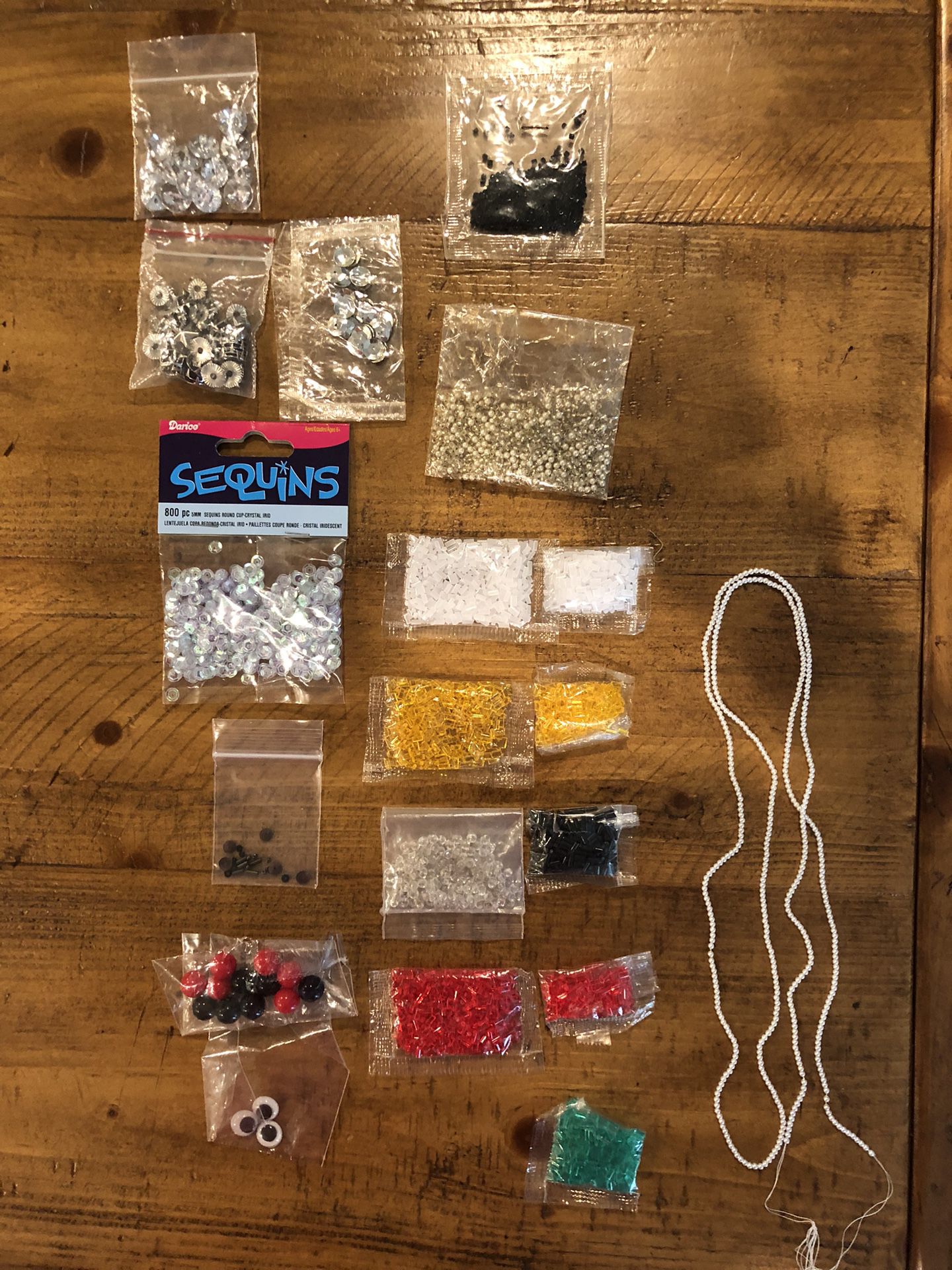 Assorted Glass Seed Beads, Sequins, Studs, Pearls