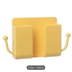 Yellow Wall Mount Cell Phone Charging Organizer With Cord Hooks