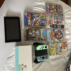 Nintendo Switch With 6 Games Console And Cables. 