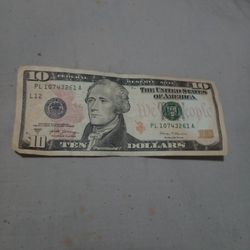 🇺🇸"$10. Dollar Bill. (Print  Errors"No-FW)(2017-A)