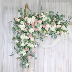 Pink & White Wedding Arch Flower Decor