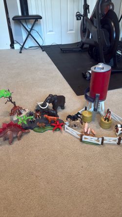 Playmobil farm and pre-historic animal sets