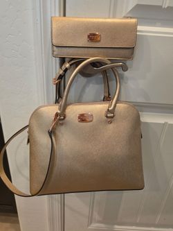 NWT - Michael Kors Rose Gold Cindy Large Dome Satchel & Wallet