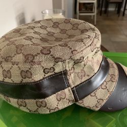 Original Gucci Hat All Leather A Small Scuff On Brim