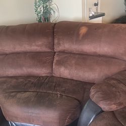 Leather And Fabric Sectional Sofa Chocolate Brown 