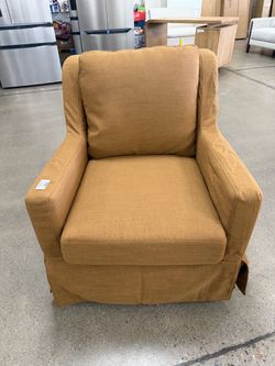 Lillie 30” W Farmhouse Slipcover Down Blend Swivel Rocking Chair with Pillow Back