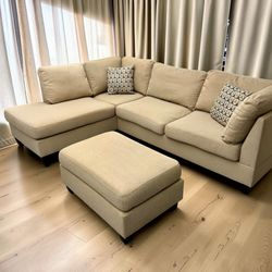 Latitude Run Sand Beige Sectional + Ottoman