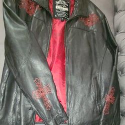AFFLICTION LIMITED CROSS Leather Jacket 