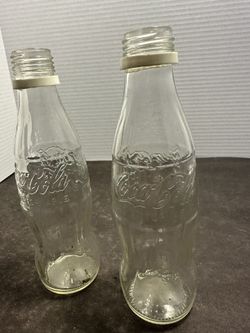 Lot of 2 Vintage Coca-Cola Coke Clear Glass Bottles 237 ML Screw Top Embossed