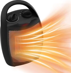 Small Portable Space Heater for Indoor Use - Lutntc 1500W Safe and Quiet Ceramic electric Heater Fan, Heat Up 200 Square Feet for Room, Office, Desk