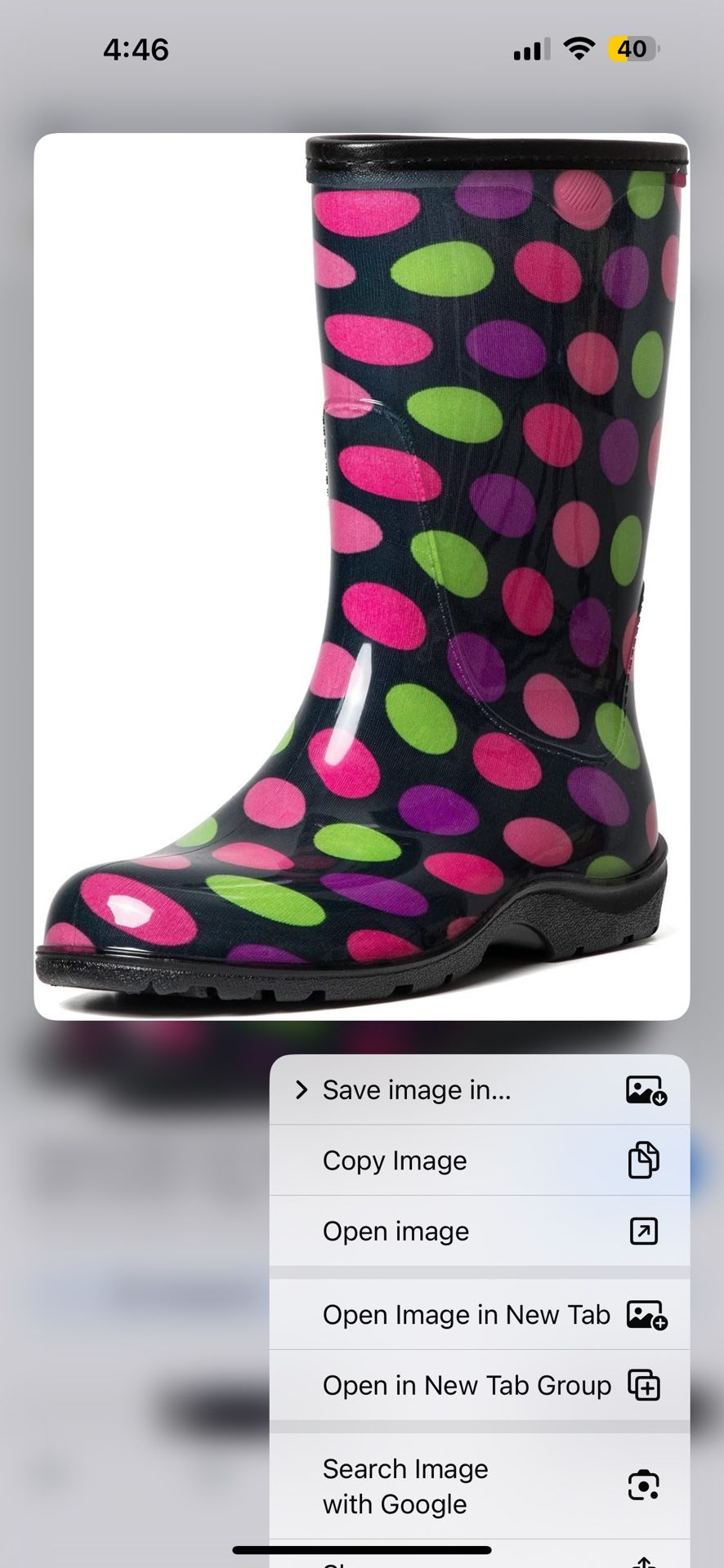 Brand New! Women's Neon Polka Dot Rain Boots (US Size 6/7)