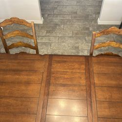 Wood dining table and chairs