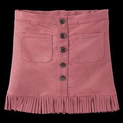 Girls Fringe Faux Suede Skirt - Country Charm - pink 8