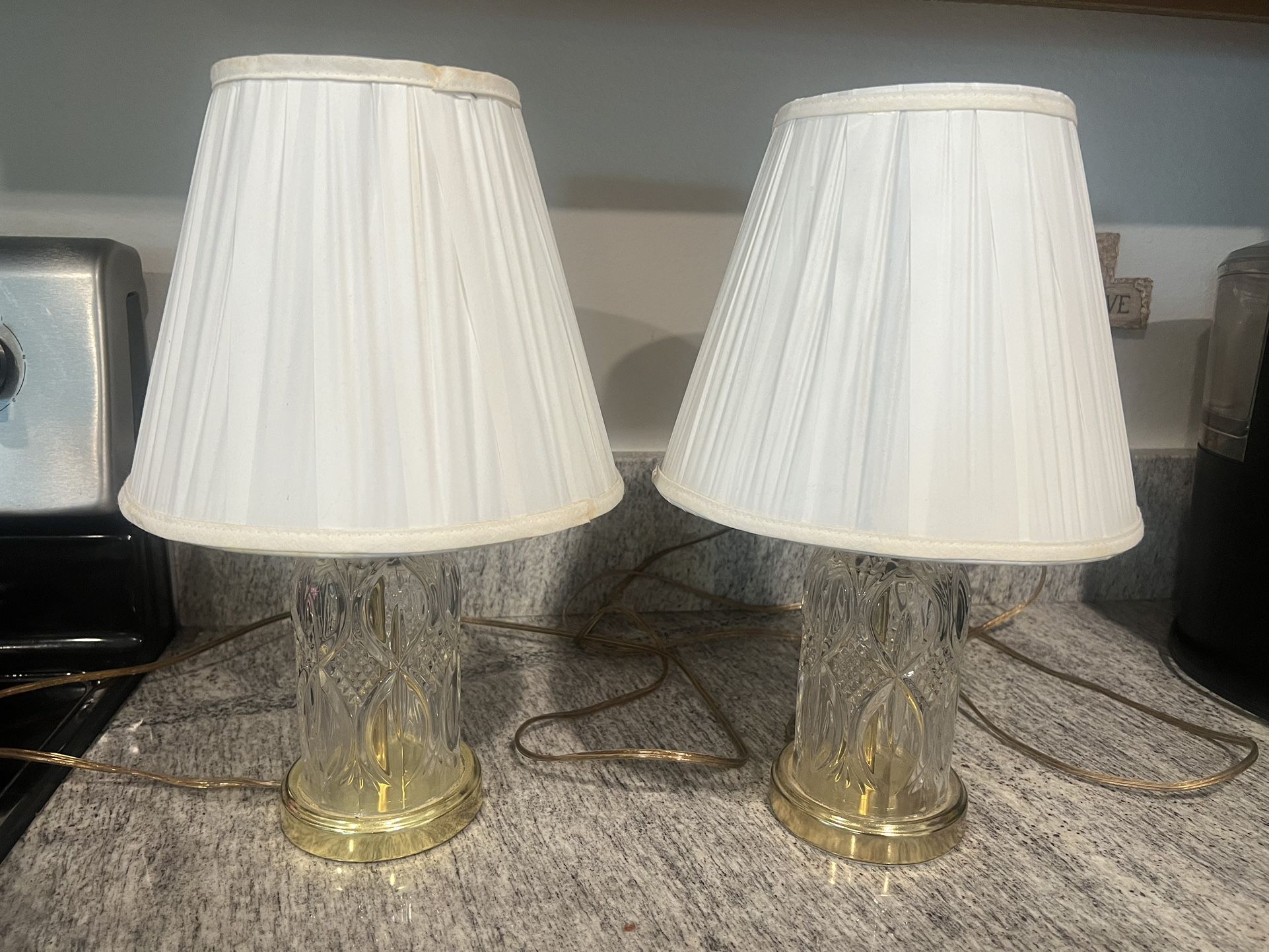 Vintage Crystal And Brass Lamps