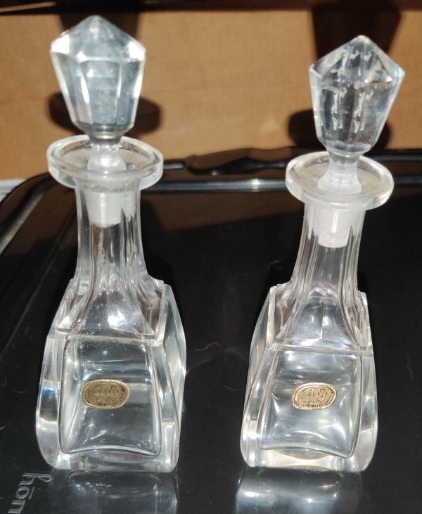 (2) Vintage Bohemia Crystal Perfume Bottles Made in  Czechoslovakia for $30 Total