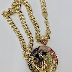 Centenario y cadena chapado en oró 14k/Centenary And Chain gold plated 14k