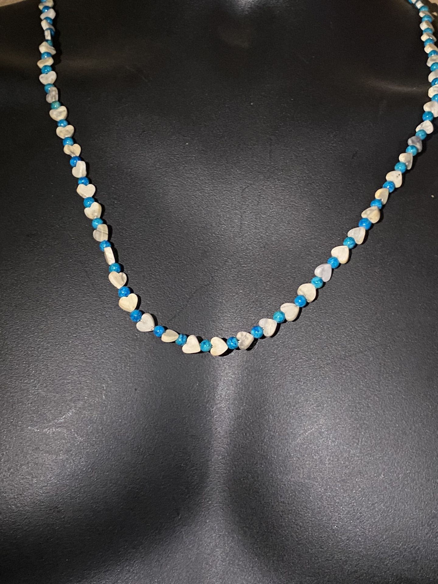 Natural Vintage Blue Turquoise Round beads Beaded Necklace. 22” long