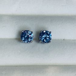 Blue Topaz And Sterling Studs
