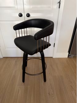 NEW Two Faux Leather Black Gold Barstools