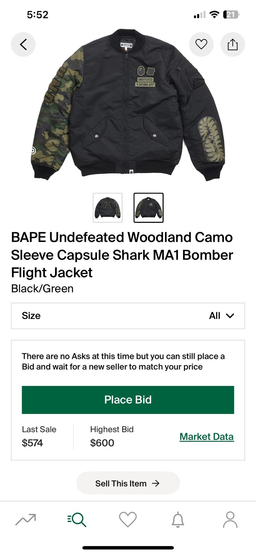 BapeXUndefeated Ma-1 Bomber Jacket