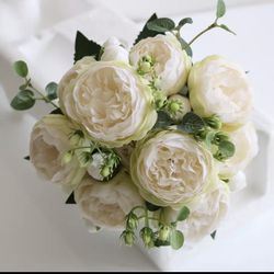 Hot Selling 1pcs/30cm Rose white Silk Bouquet Peony Artificial Flower 5 Big Head 4 Small Bud Bride Wedding Home Decoration Artifi  Message me if you 