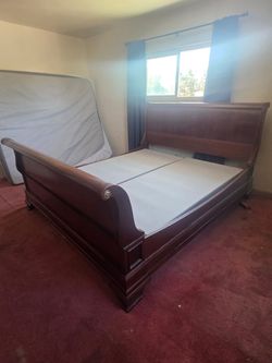 Solid wood king size bed frame