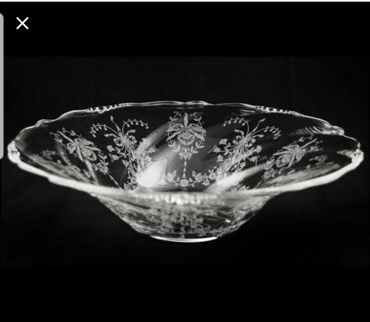 Heisey Orchid 12.5 inch elegant vintage etched crystal bowl centerpiece