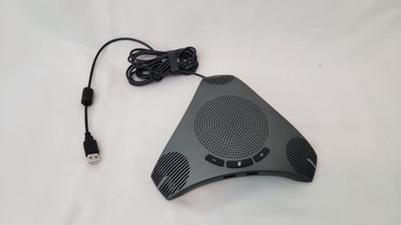 USB Speakerphone with Dual Hub - 360° Omnidirectional Mic for Conference Rooms
