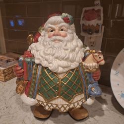 Vintage Fitz and Floyd Santa Cookie Jar – St. Nick with Toys