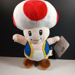 Nintendo Official Super Nintendo Mario Magic Mushroom Toad Plush New