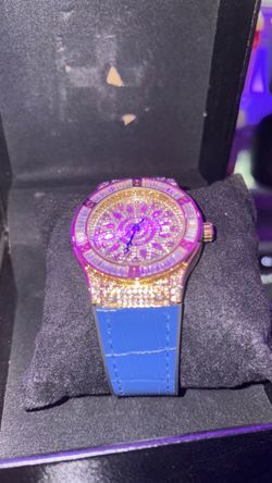 Blue strap with moissanite watch