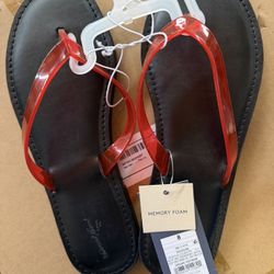 Flip Flops Red Memory Foam Size 8