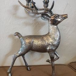 Department 56 Vintage Silver Reindeer Candle Holders 2 
