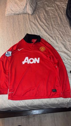 Manchester United #10 Wayne Rooney Long Sleeve Red Home Jersey Size Adult S
