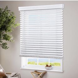 LazBlinds Cordless Faux Wood Blinds with Crown Valance, Room Darkening & Light Control, 2 Inch  Window Blinds,  35" W x 60" H