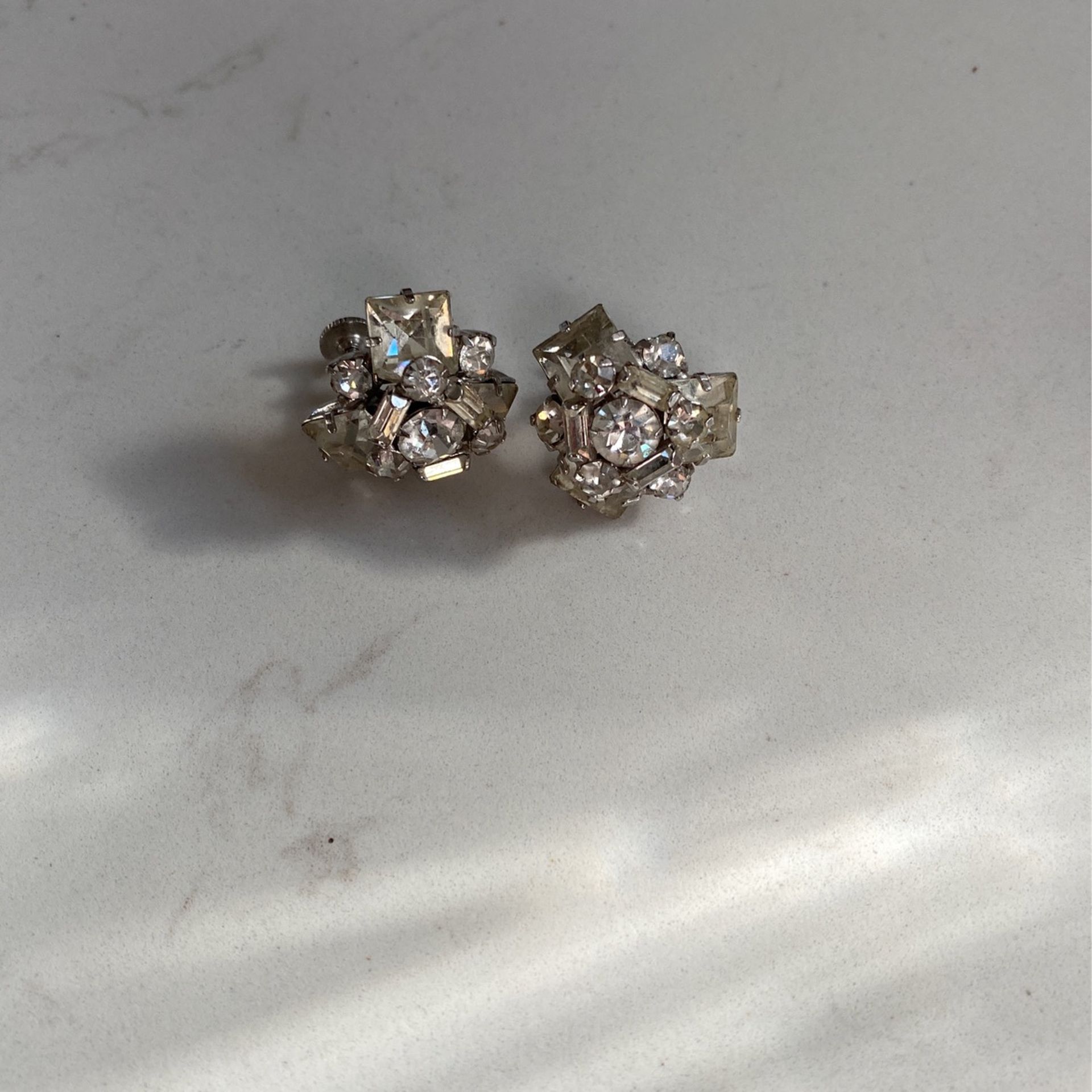 Vintage Faux Diamond Clip-on Earings