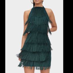 PYT Green tassel dress size 6