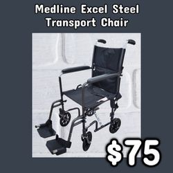 NEW Medline Excel Steel Transport Chair: Njft 
