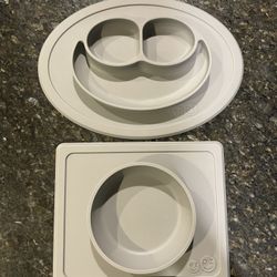 EZPZ Mini Mat and EZPZ Mini Bowl in Gray