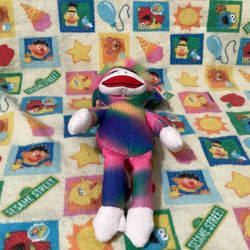 Ty Beanie Babies Rainbow Sock Monkey Plush 