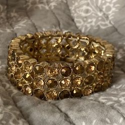 Dark & Light Citroen Crystals & Gold Modern Stretch Bracelet 