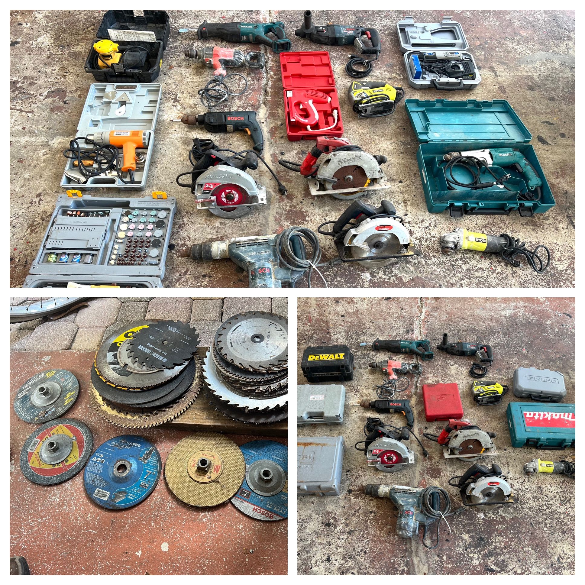 Lot of Tools Hammer drill , Saw , Sanders Makita , Bosch, Dewalt 