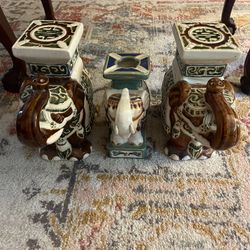 Porcelain ceramic elephants