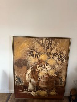Large Vintage Floral Still Life Oil Painting