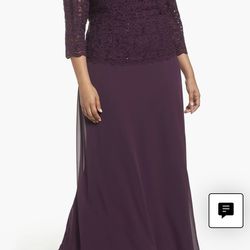 Formal Dress.  Plum.  14W. Altered To Fit 5’4”. Worn Once! 