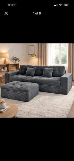 105"W Modular Cloud Sectional Sofa with Ottoman