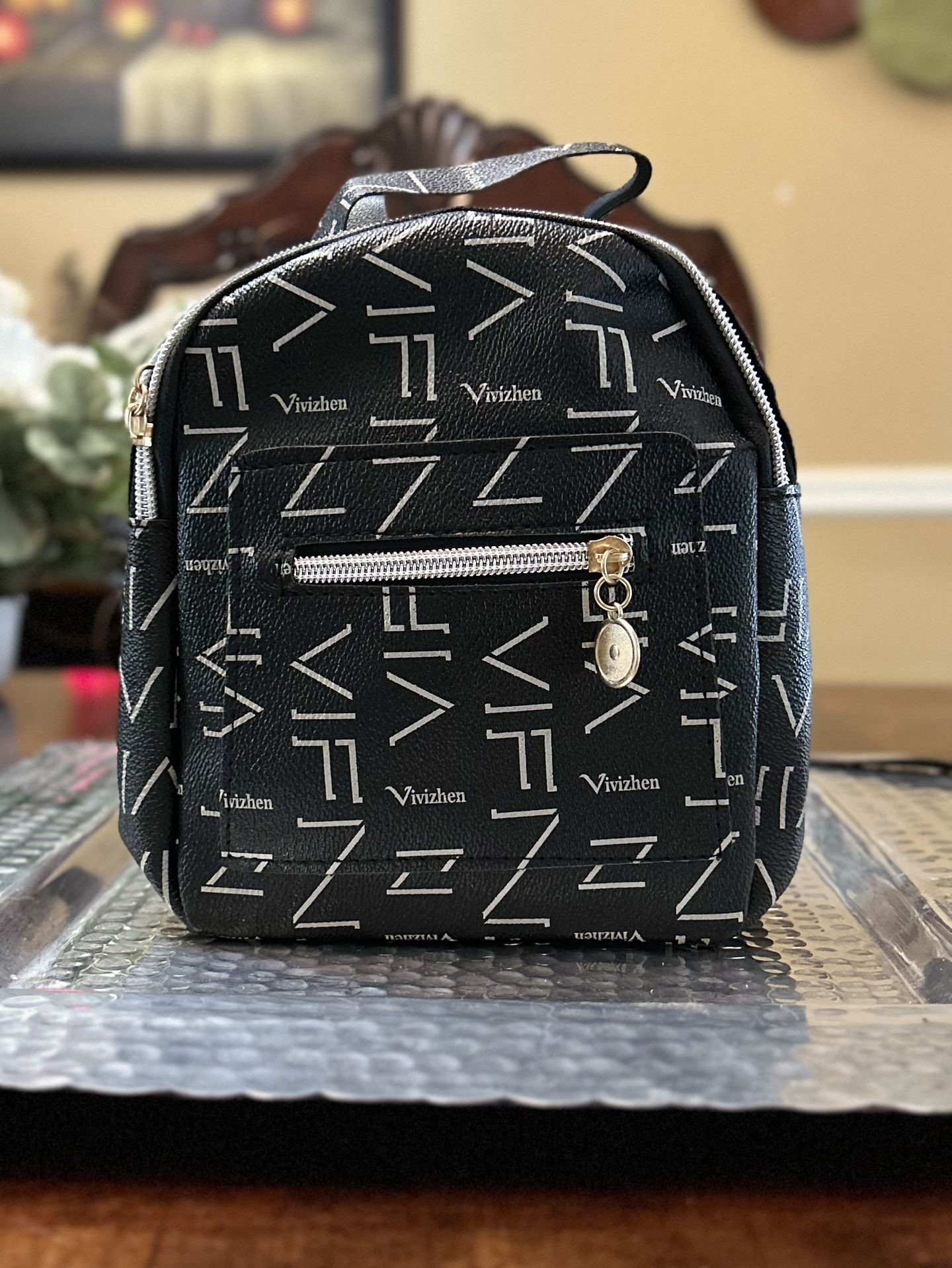 Olivia Mark – Allover Letter Graphic Backpack – Women Backpacks