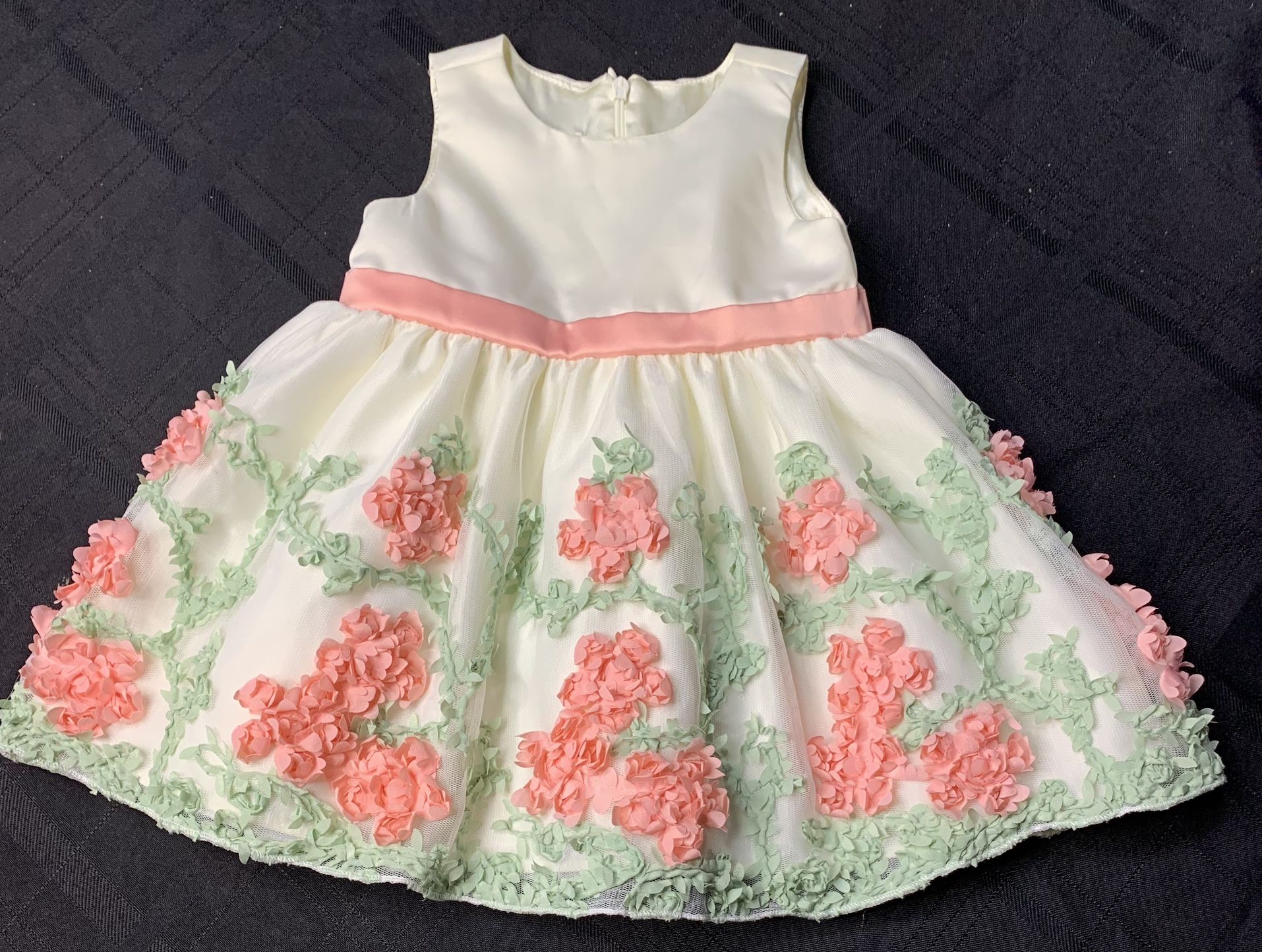American Princess toddler girl size 12 month floral embroidered party dress