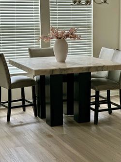 Modern Counter Height Marble Dining Table – Seats 6–8