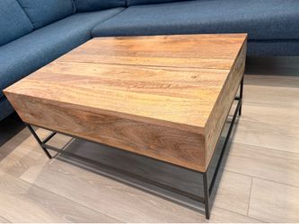 West Elm Industrial Wood Storage Pop Up Coffee Table